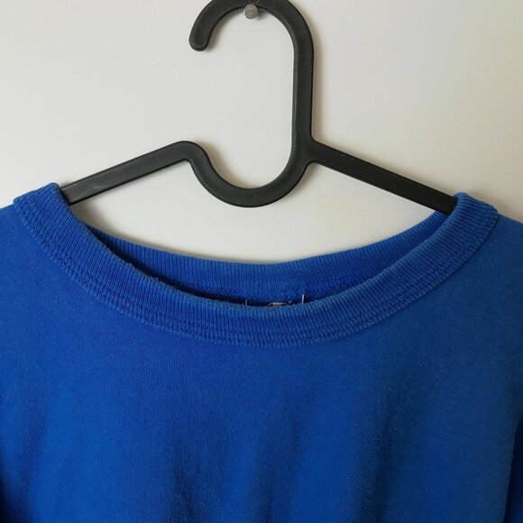 Vintage 90s Champion T Shirt Blue Large L USA Graphic Tee Long Sleeve Solid - Picture 9 of 16